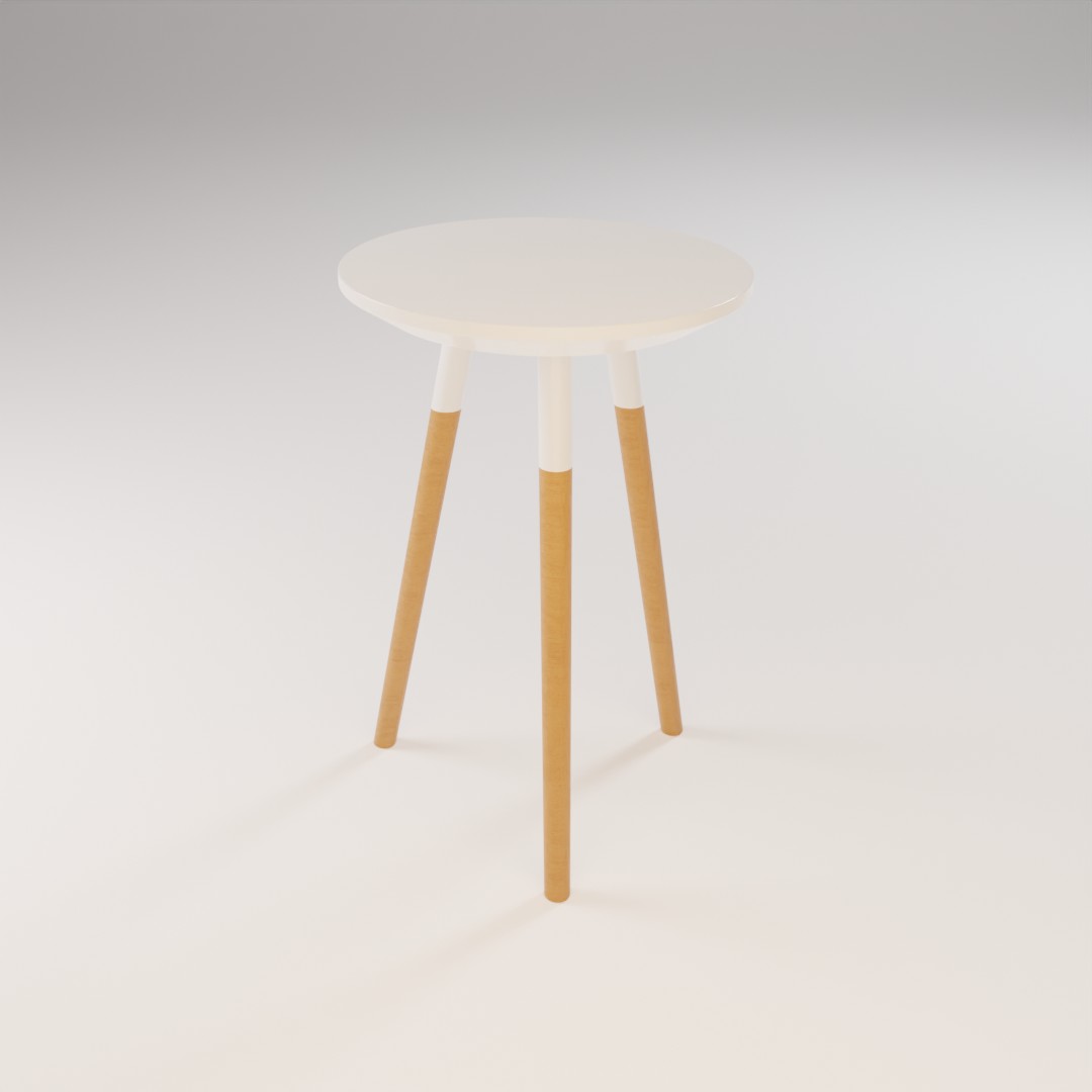 Stool White and Wood (45 cm) preview image 1
